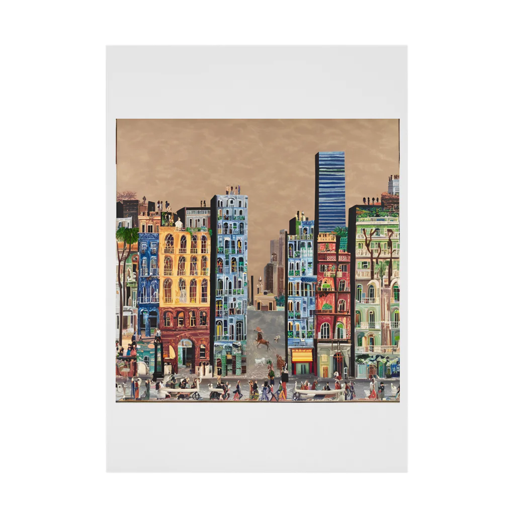 ヲシラリカの油絵　知らない都市の風景　ノスタルジー Stickable Poster