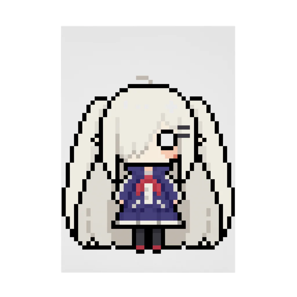 horidesuのドット絵の白髪ロング美少女 Stickable Poster