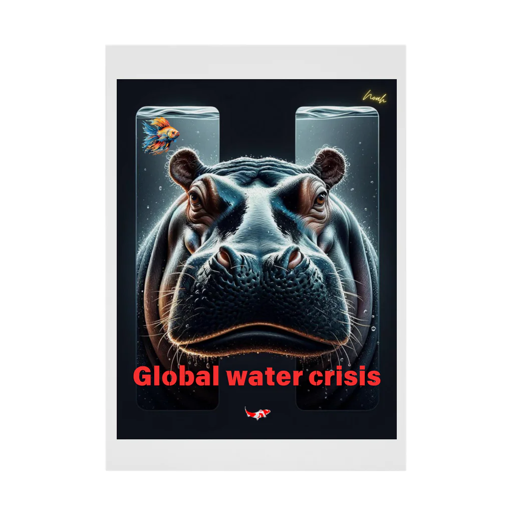 NaturalCanvasのhippo  * Global water crisis Stickable Poster
