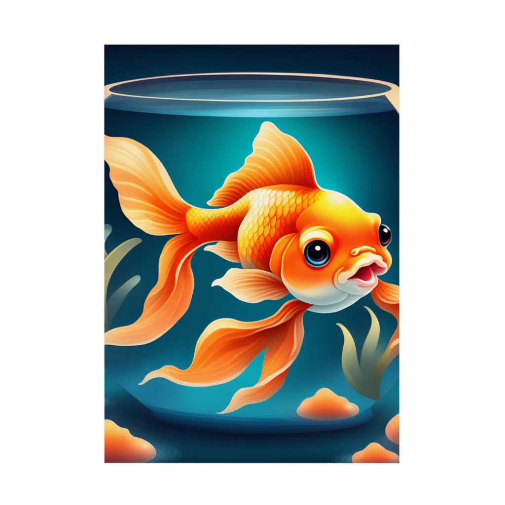 ponzu0108の金魚鉢の金魚 吸着ポスター
