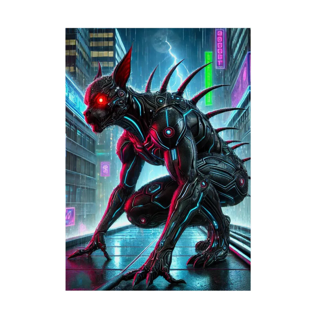 CyberNovaの未知の動物 × サイバーパンク宇宙 Stickable Poster