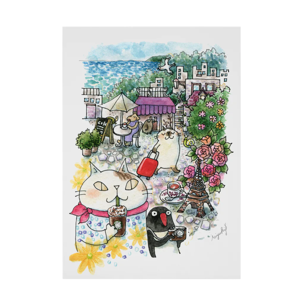 吉沢深雪の猫とペンギンと旅気分 Stickable Poster