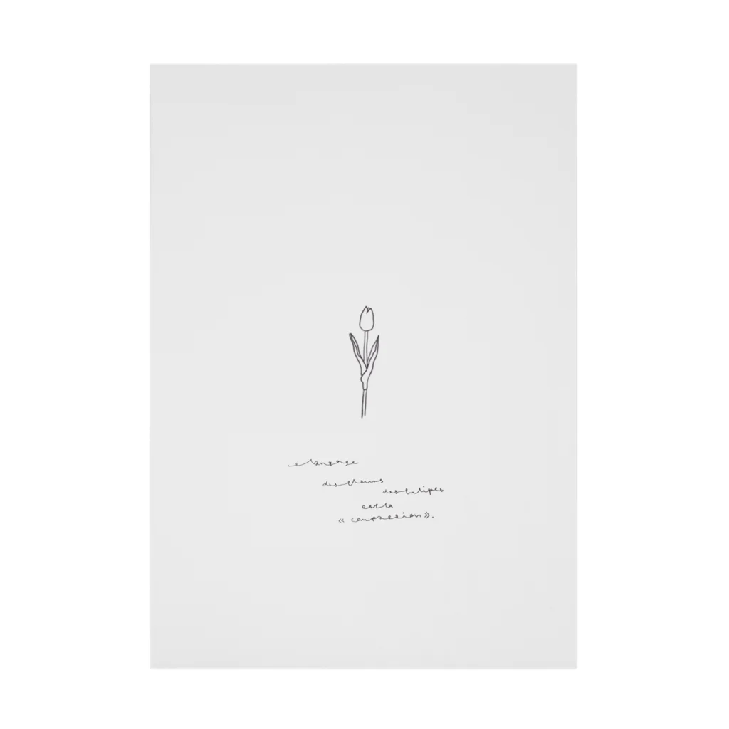 rilybiiのbaby gray pink 線画tulip 花言葉  吸着ポスター