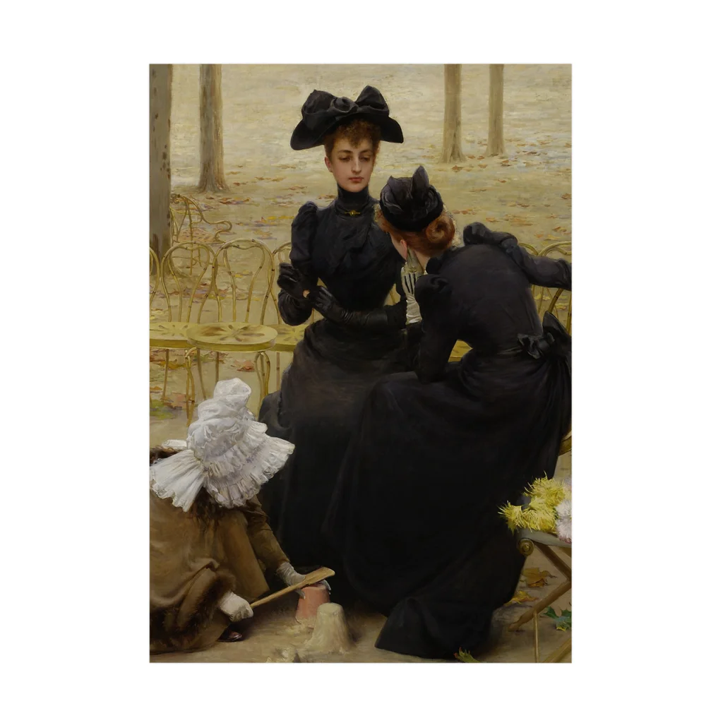 世界の絵画アートグッズのヴィットリオ・マッテオ・コルコス 《リュクサンブール公園での会話》 吸着ポスター