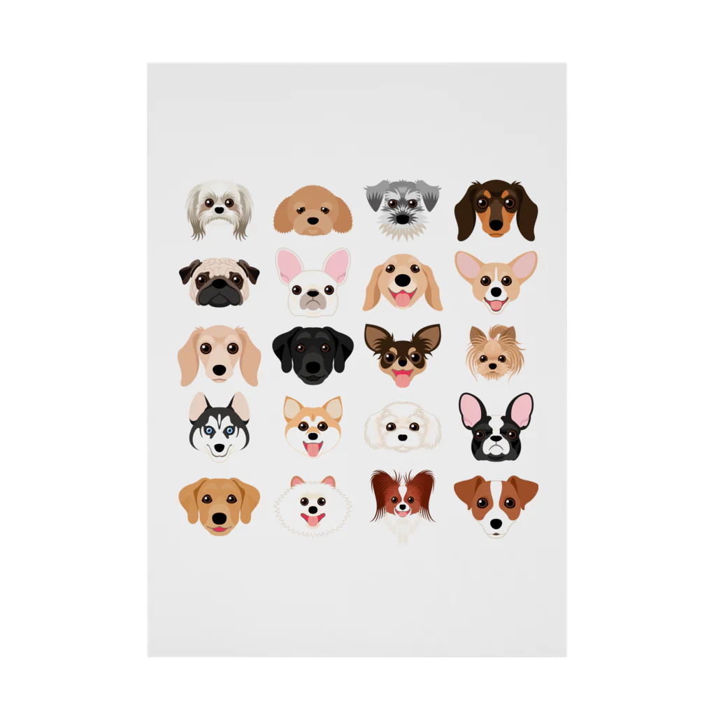 kimchinのいろいろな犬種のかわいい顔 Stickable Poster