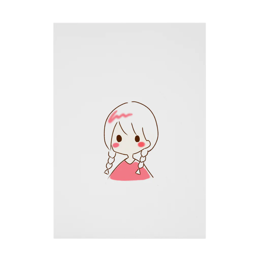 さくらもちの三つ編み女の子(赤色) Stickable Poster