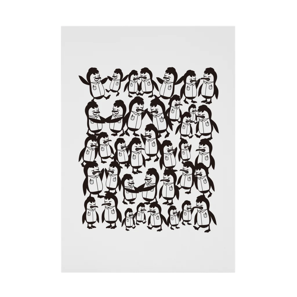 ロゴTシャツのひよこ堂のペンギン PENGUIN 集合プリント Stickable Poster