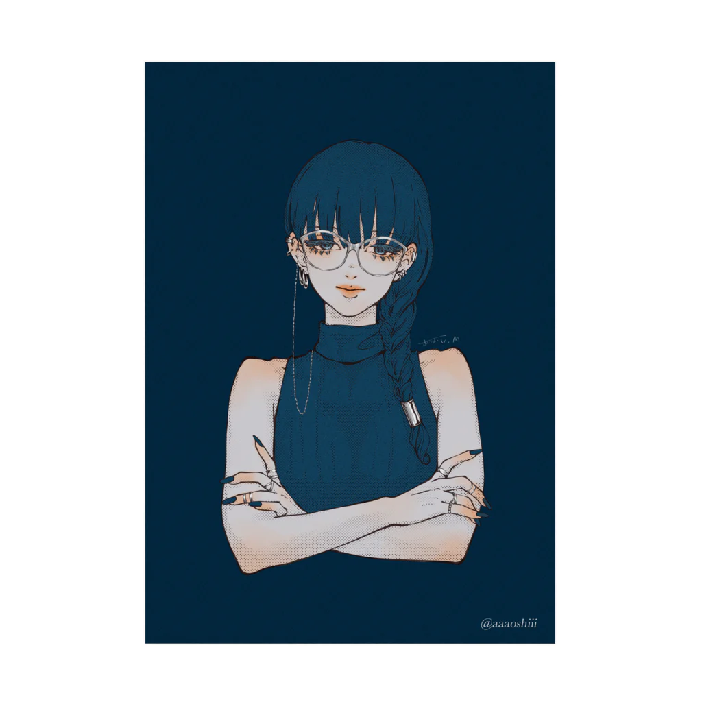 aoshiillustrationのSilver Girl 吸着ポスター Stickable Poster