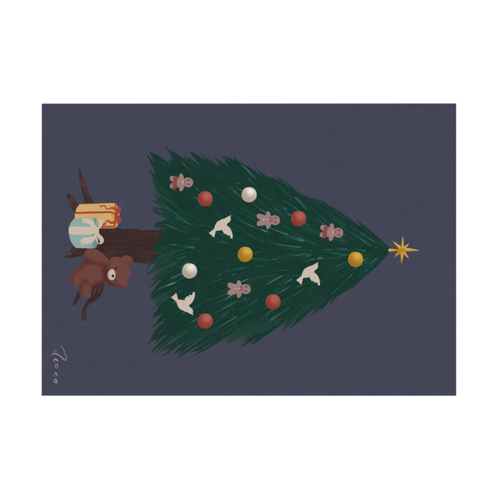 acoco模様のクリスマスツリー パターン2（ダークカラー） 吸着ポスターの横向き