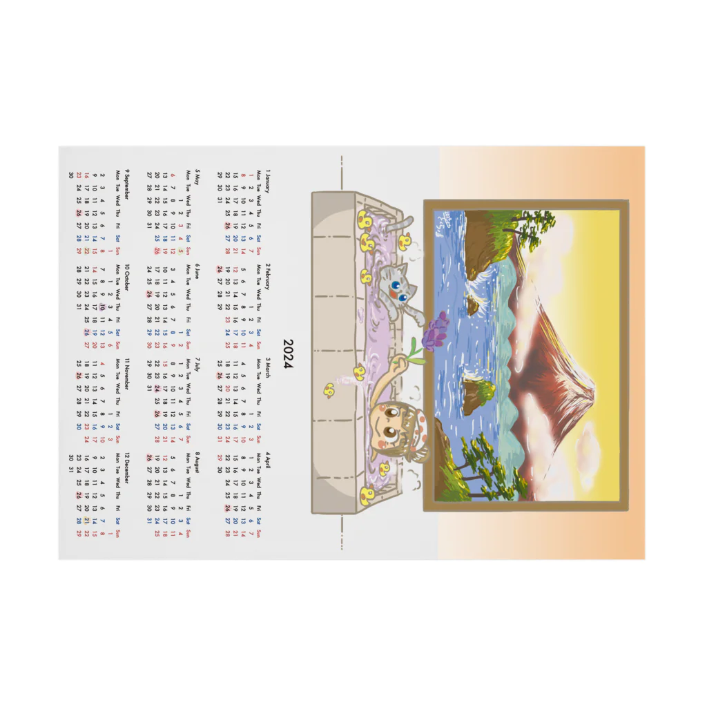 さくら いま のおみせ◎SUZURI店の2024年お風呂カレンダー 吸着ポスターの横向き