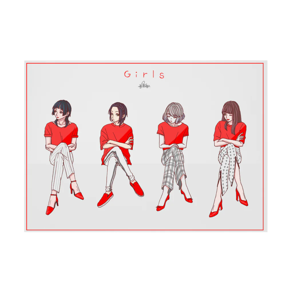 竹条いちいのGirls in red Stickable Poster :horizontal position