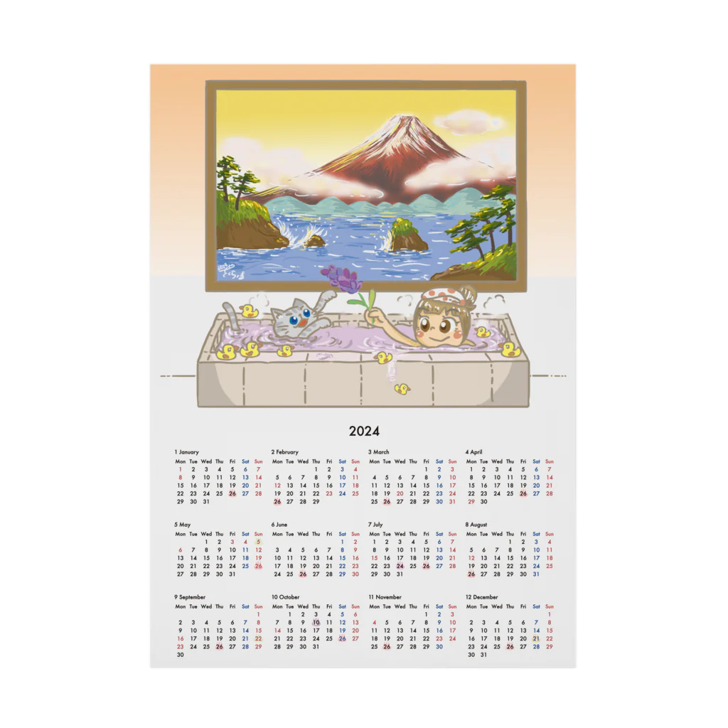 さくら いま のおみせ◎SUZURI店の2024年お風呂カレンダー 吸着ポスター
