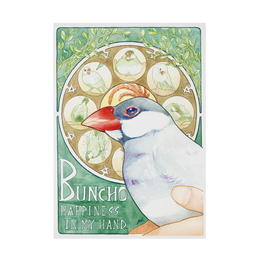 アール ヌーヴォー文鳥 ハルサメ 春雨文鳥定食 Halsame の吸着ポスター通販 Suzuri スズリ