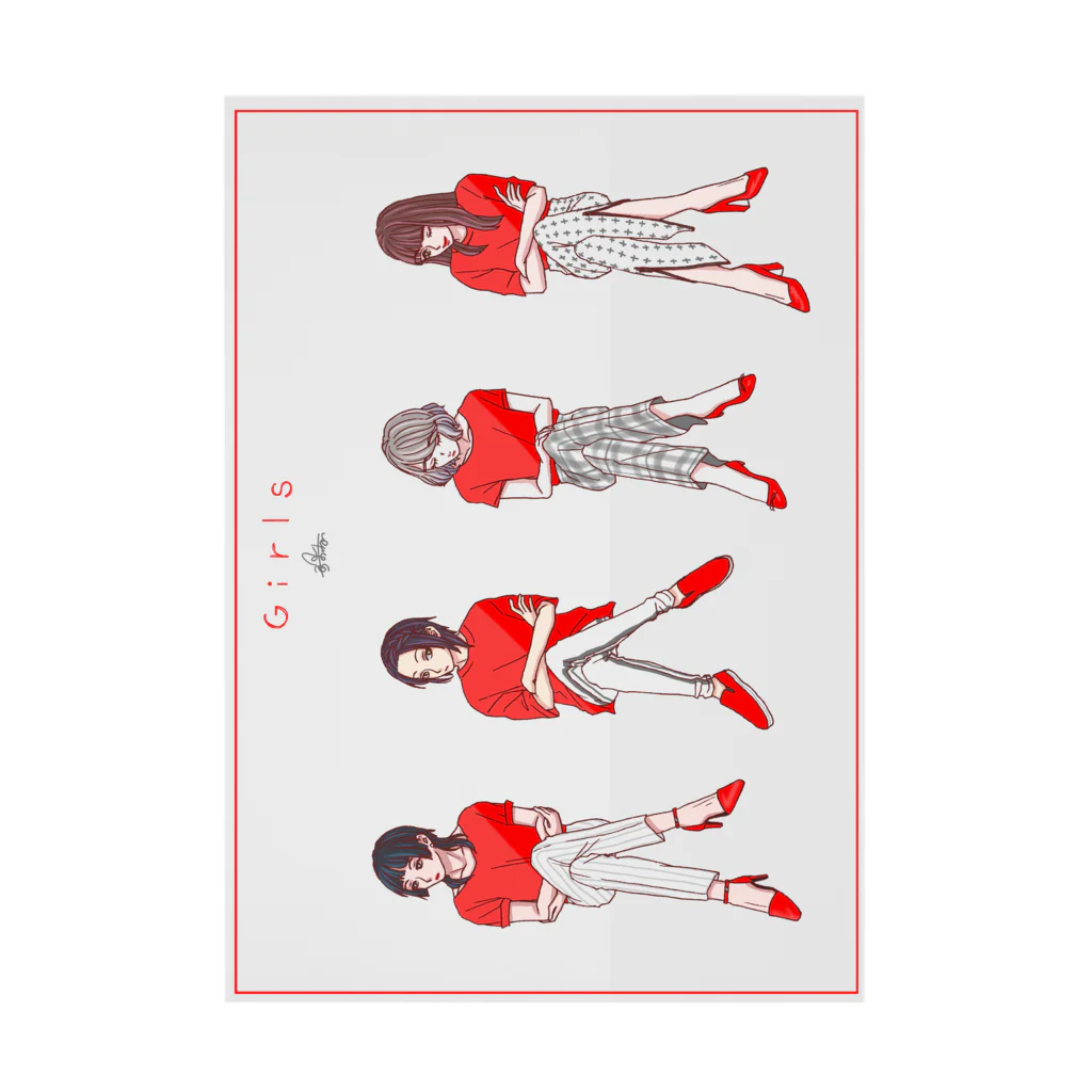 竹条いちいのGirls in red Stickable Poster