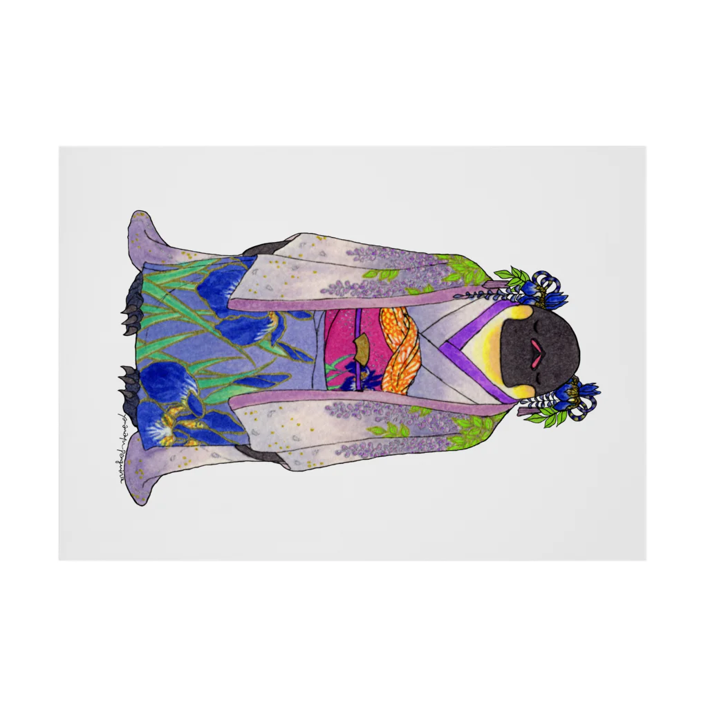 ヤママユ(ヤママユ・ペンギイナ)の着物ぺんぎんーいずれは菖蒲かエンペラーー Stickable Poster :horizontal position
