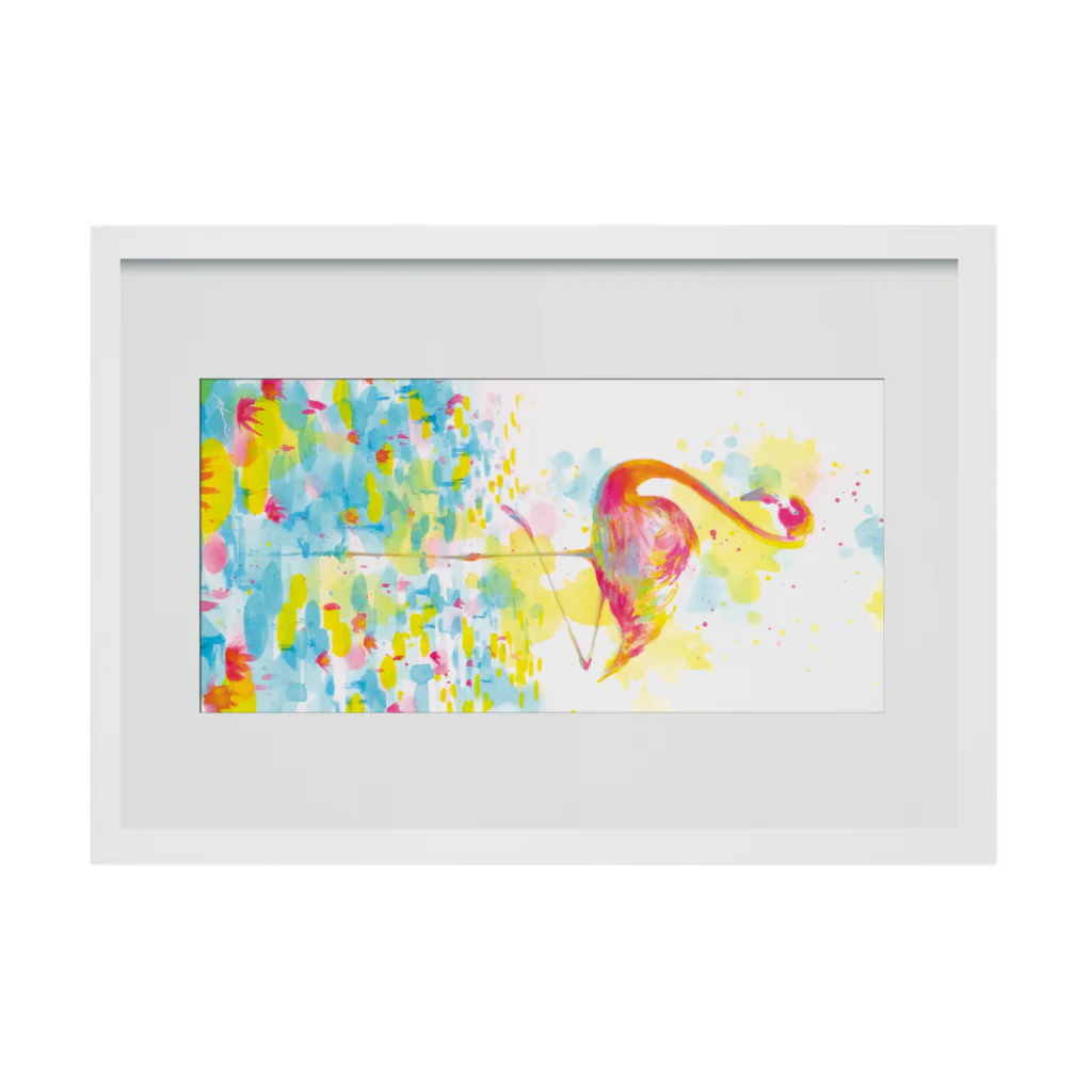 Aki Kuboki ONLINE SHOPの睡蓮とフラミンゴ Stickable Poster :horizontal position