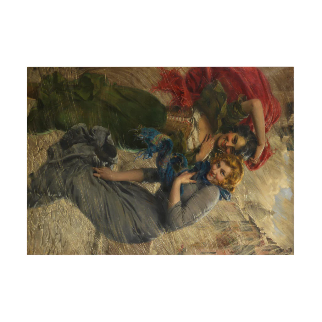 世界の絵画アートグッズのガエターノ・ベッレイ 《雨の日の彼女たち》 吸着ポスターの横向き
