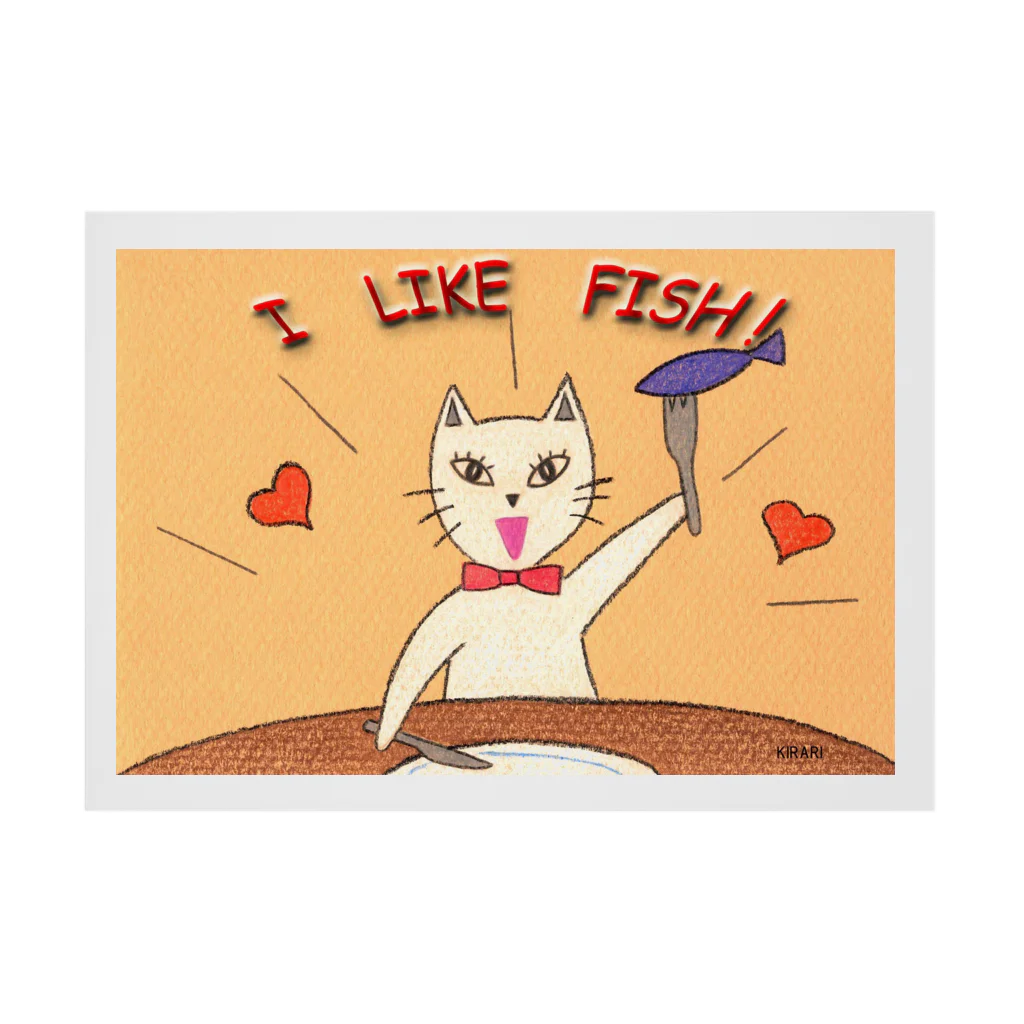 KIRARIの夢色雑貨屋さんの「I　LIKE　FISH！」 Stickable Poster :horizontal position