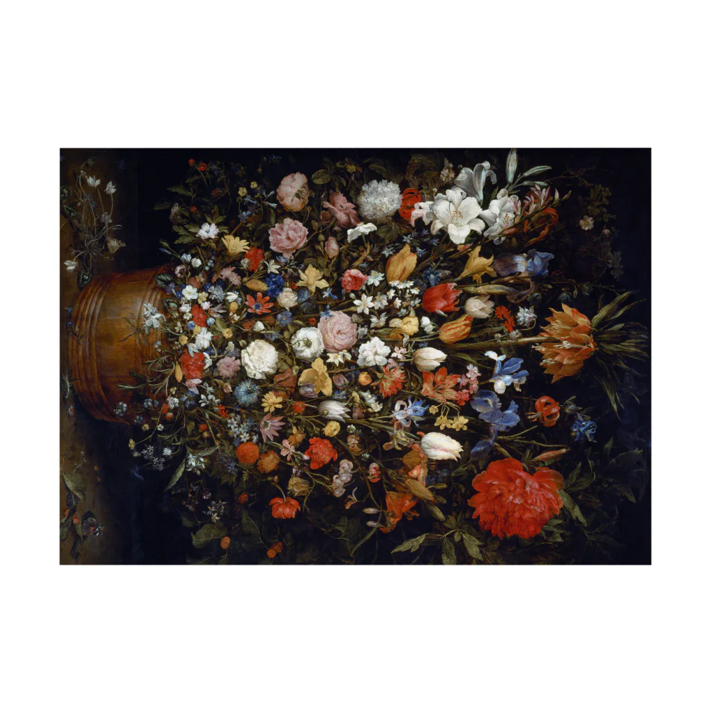 世界の絵画アートグッズのヤン・ブリューゲル（父）《木の器に咲く花》 Stickable Poster :horizontal position