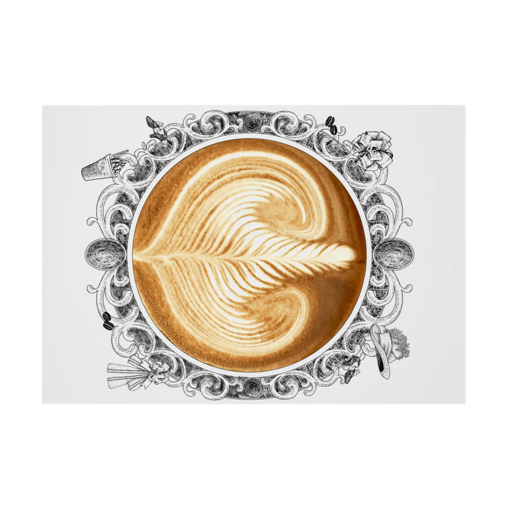 Prism coffee beanの【Lady's sweet coffee】ラテアート エレガンスリーフ / With accessories 吸着ポスターの横向き