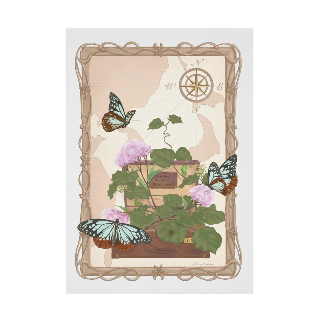 kitaooji shop SUZURI店のTraveling butterfly Stickable Poster