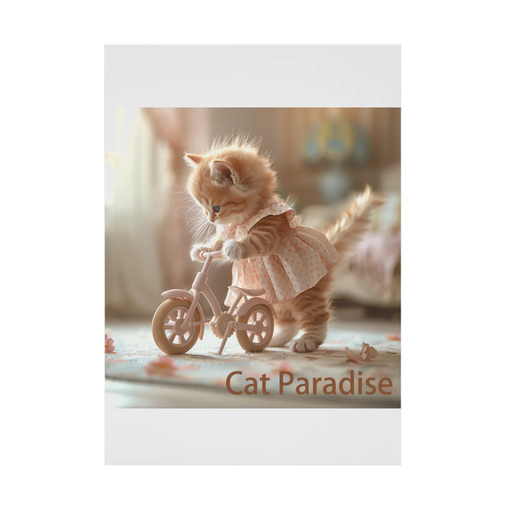 Cat_Paradise70のピンクの自転車と子猫🐈Pink bicycle and kitten Stickable Poster