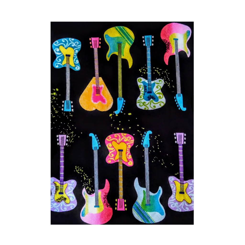 Rock★Star Guitar School 公式Goodsのサイケ🎸ギター Stickable Poster