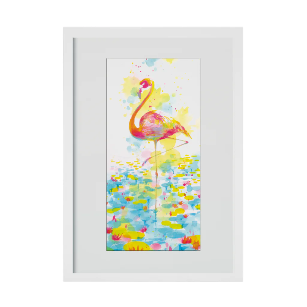 Aki Kuboki ONLINE SHOPの睡蓮とフラミンゴ Stickable Poster