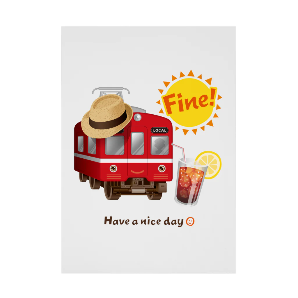 Train Kids! SOUVENIR SHOPの赤い電車 「 Fine ! 」 吸着ポスター