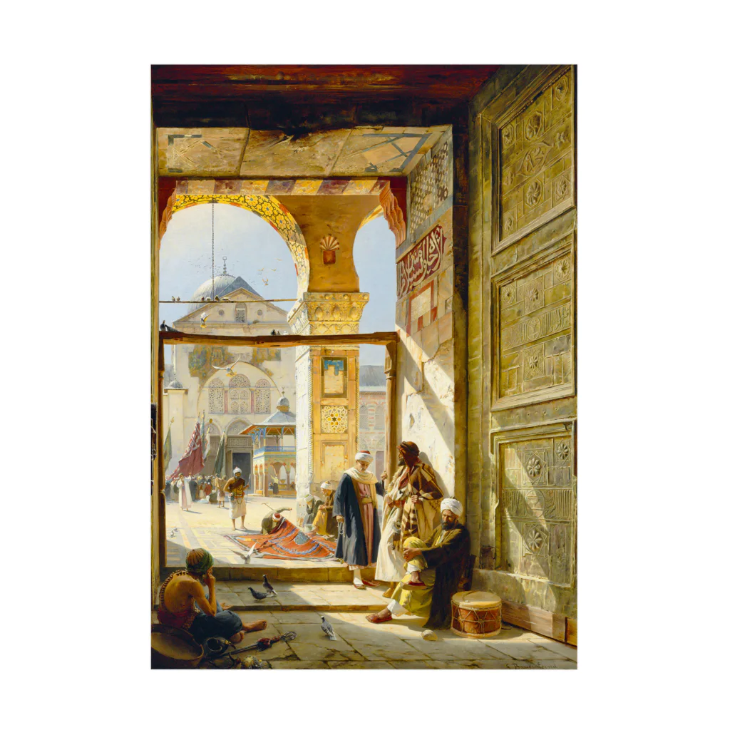 世界の絵画アートグッズのグスタフ・バウエルンファイント《ダマスカスのモスクの入り口》1890年 Stickable Poster