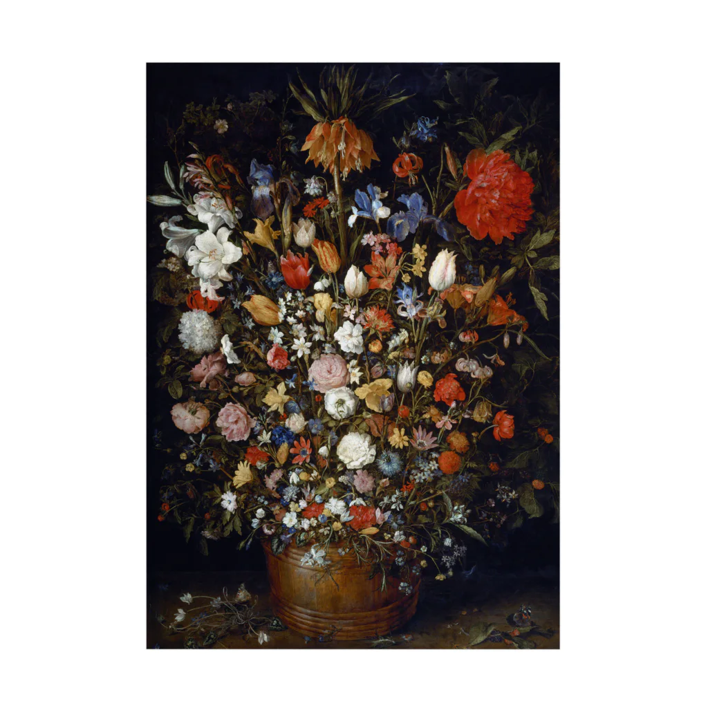 世界の絵画アートグッズのヤン・ブリューゲル（父）《木の器に咲く花》 Stickable Poster