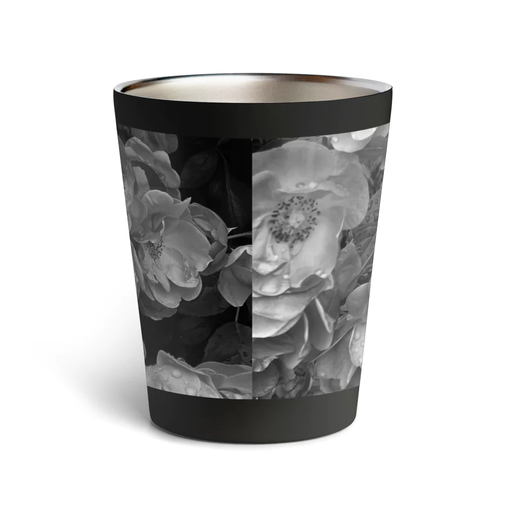 保護猫支援ショップ・パール女将のお宿の薔薇　モノトーン Thermo Tumbler