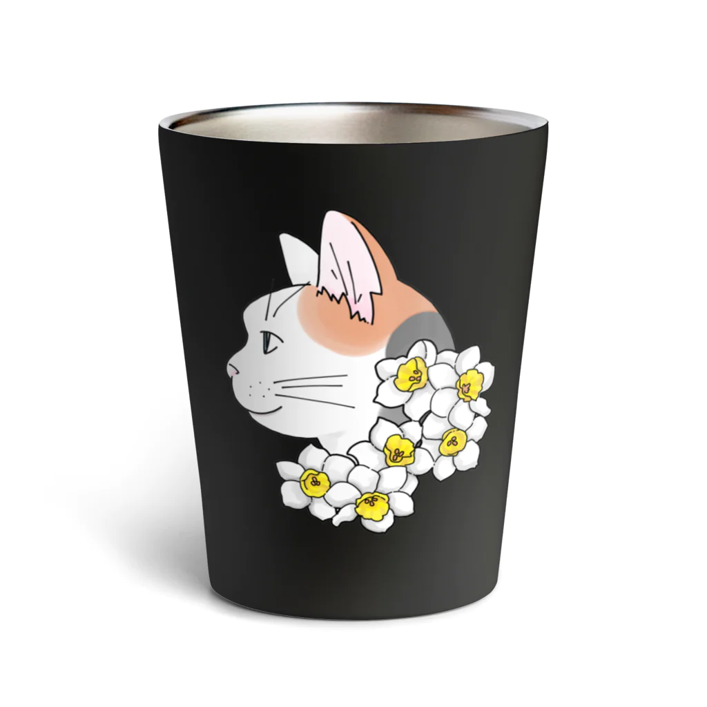 ばんちゃ🐱にゃんこ恩返しショップの三毛猫ちゃん(スイセン) Thermo Tumbler