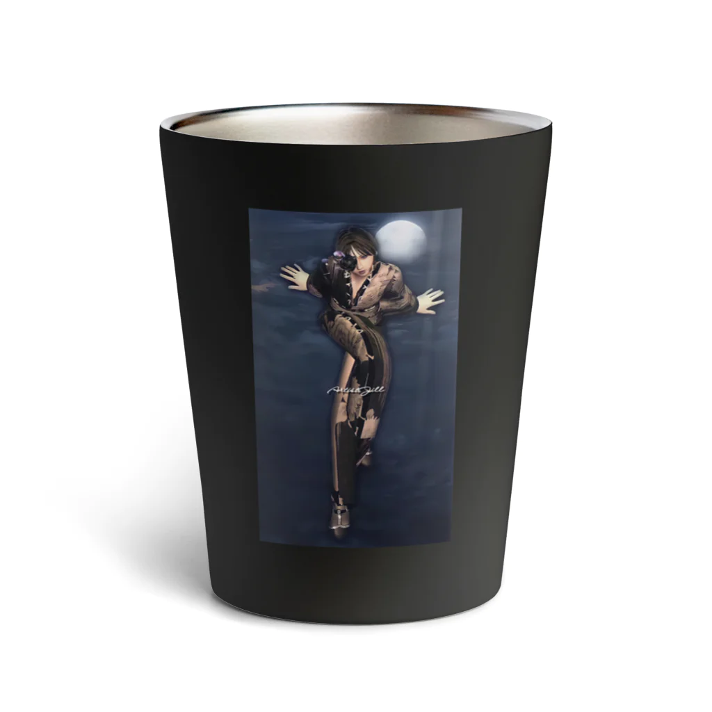 【ホラー専門店】ジルショップの月夜に浮かぶ着物の美女 Thermo Tumbler