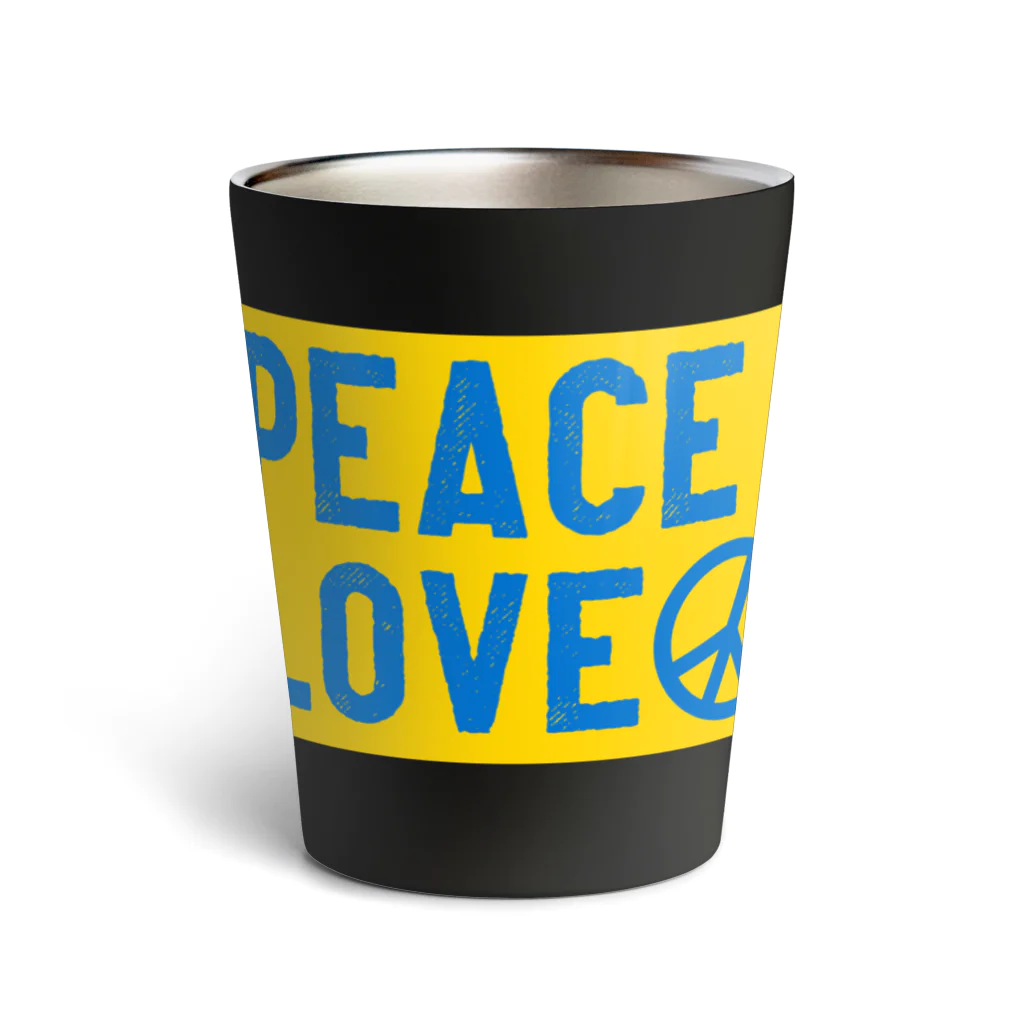 サトオのPEACE LOVEピースマーク（Peace symbol）ウクライナ色 Thermo Tumbler