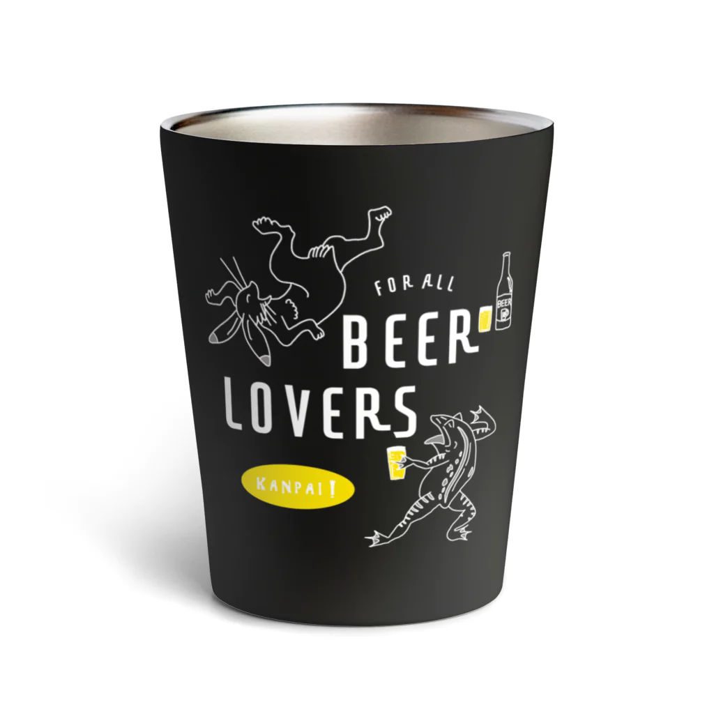 ビールとアート TM-3 Designの名画 × BEER（鳥獣戯画・すべてのビール好きのために）白線画 サーモタンブラー