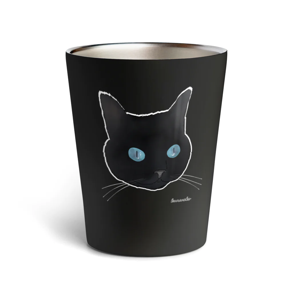 小鳥と映画館の青い瞳の黒猫 Thermo Tumbler
