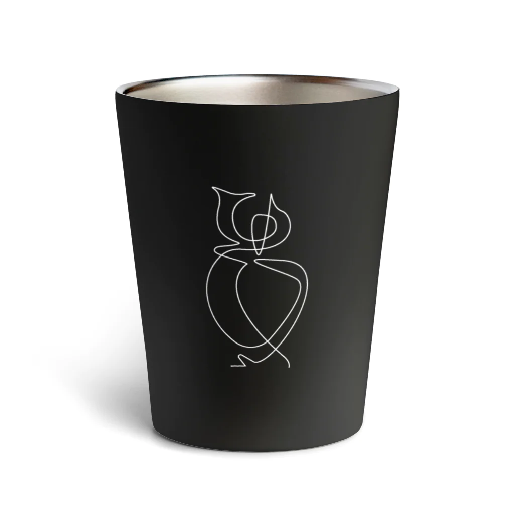 三雲 翠のowl(white)　line art Thermo Tumbler