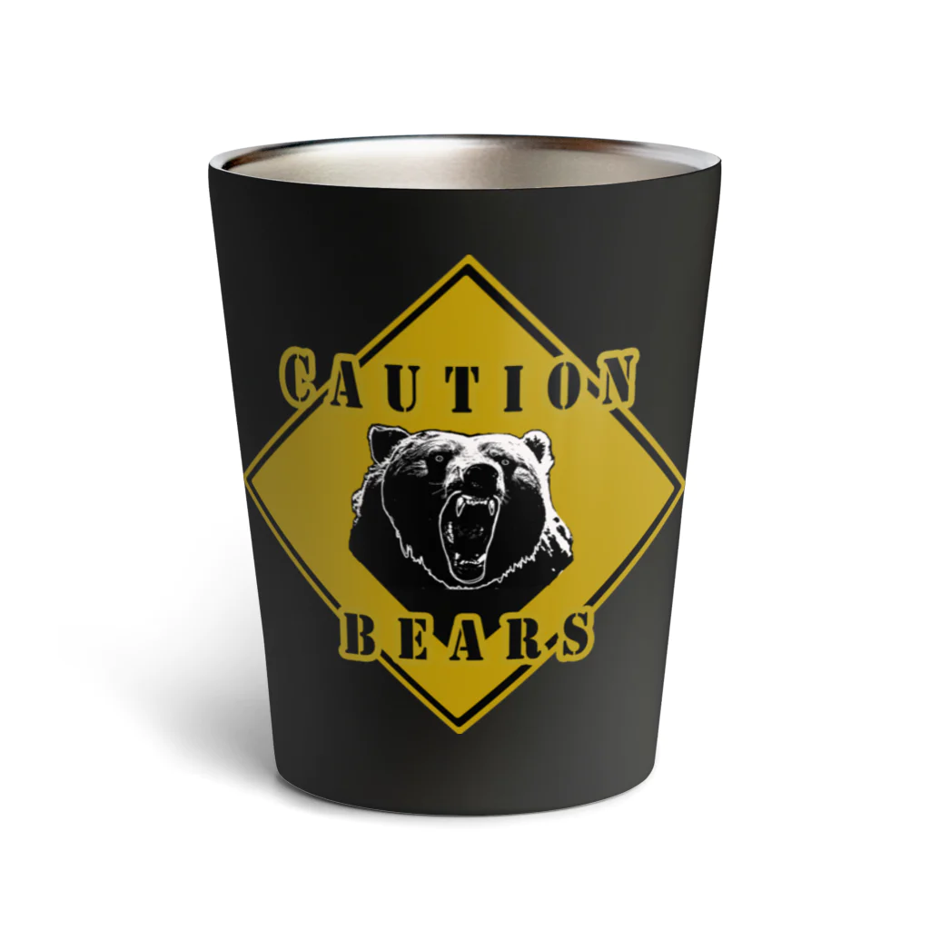 PALA's SHOP　cool、シュール、古風、和風、のCAUTION- Bear　４ Thermo Tumbler