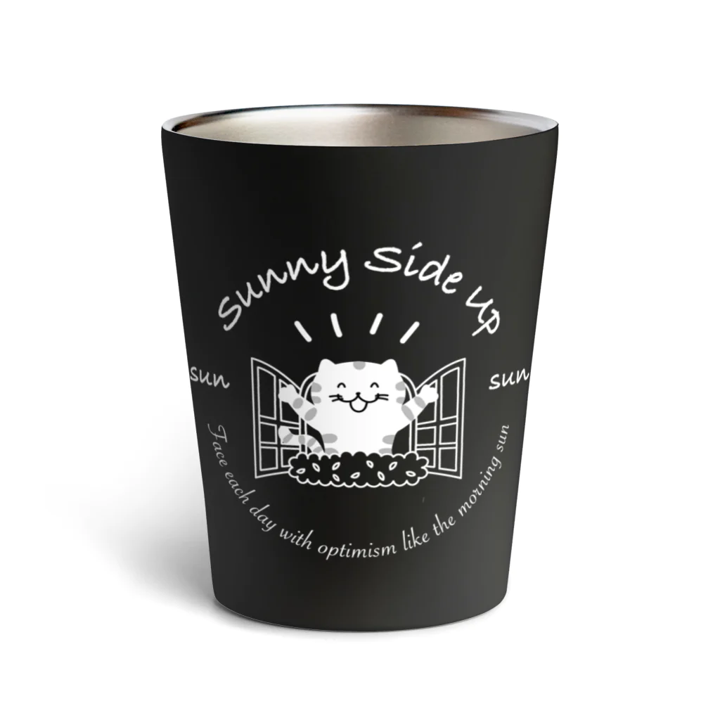 カワラリマーの猫　Sunny Side Up (ブラック) Thermo Tumbler