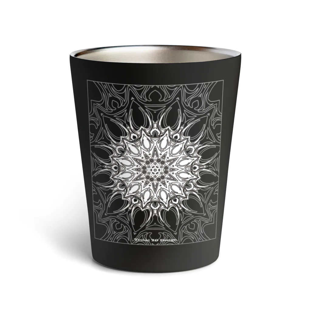 Tribal 70 Designのゼンタングル風_枠有り Thermo Tumbler