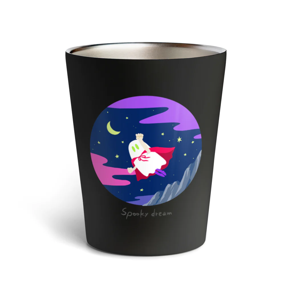 CHIMNEY雑貨店の山の上を飛ぶななしのおばけちゃん Thermo Tumbler