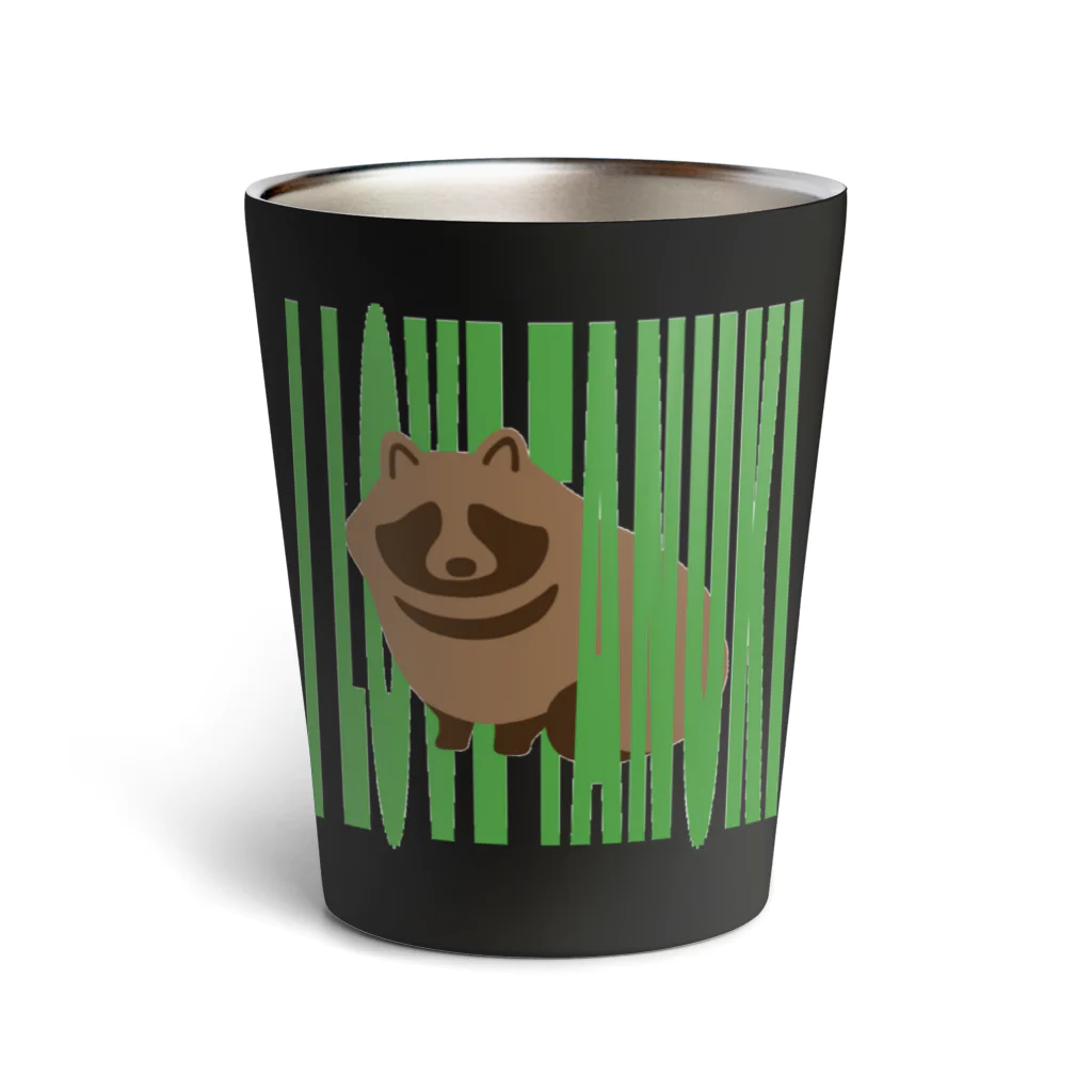 あざらしの7つどうぐのI LOVE TANUKI 草むら風 Thermo Tumbler