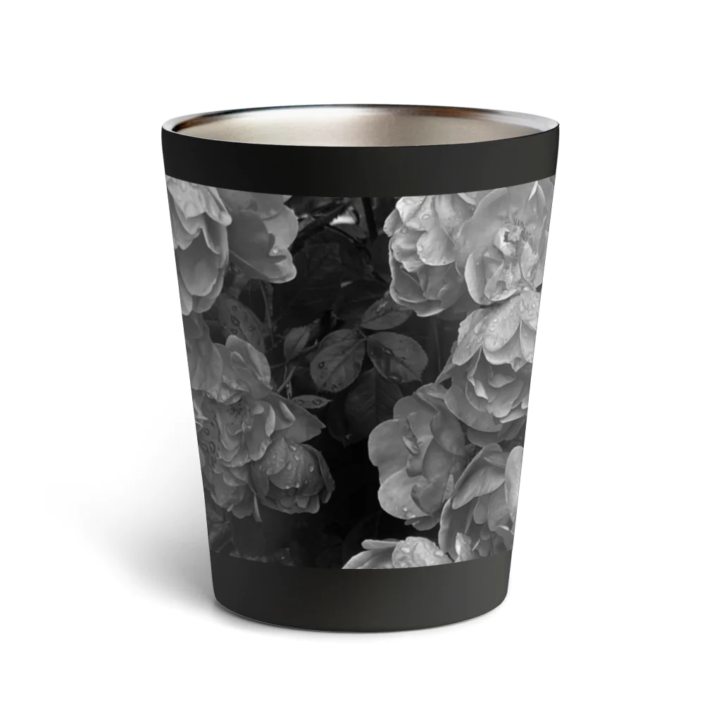 保護猫支援ショップ・パール女将のお宿の薔薇　モノトーン Thermo Tumbler