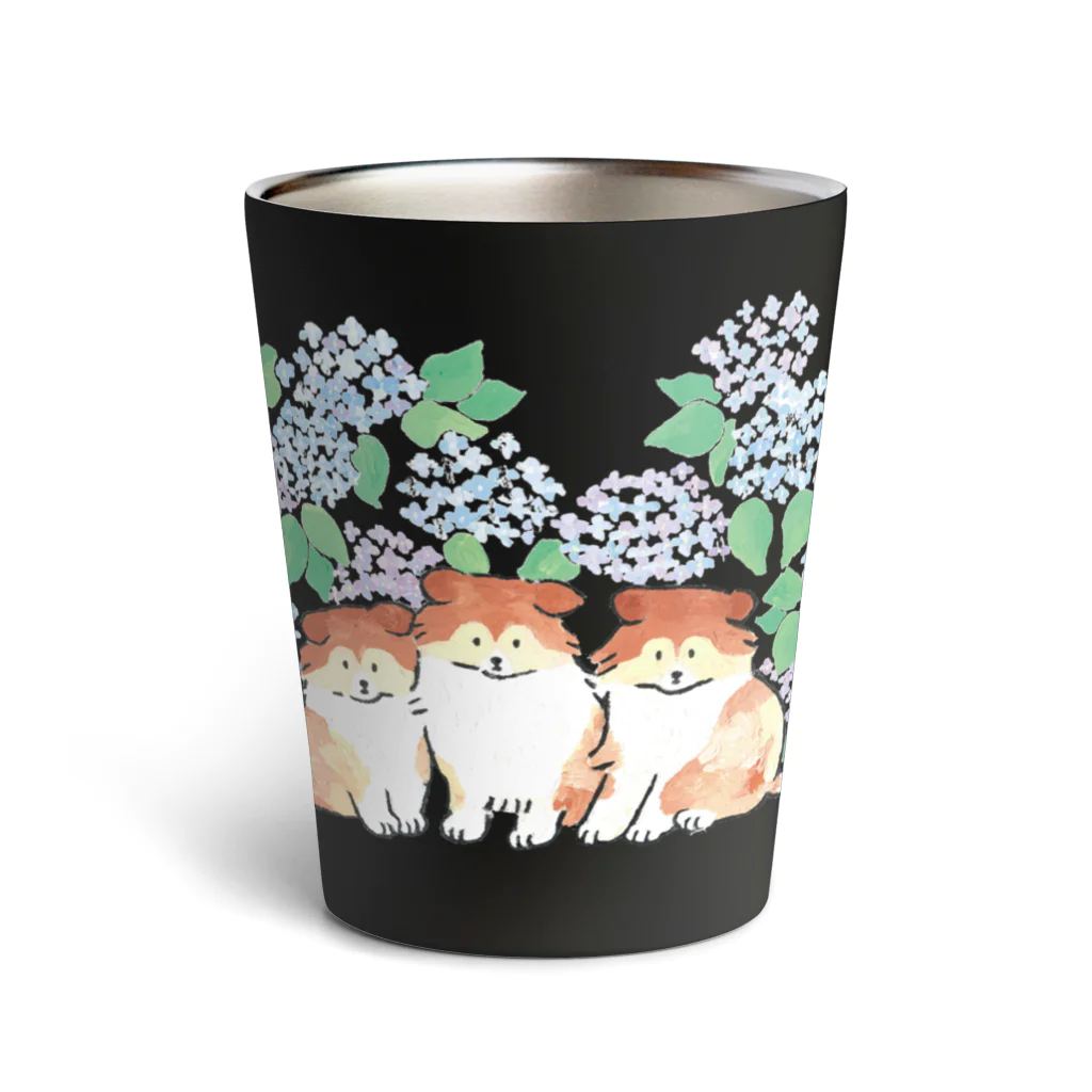 ずっこ（zucco.)のくっつきシェルティの子犬の兄弟（紫陽花） Thermo Tumbler