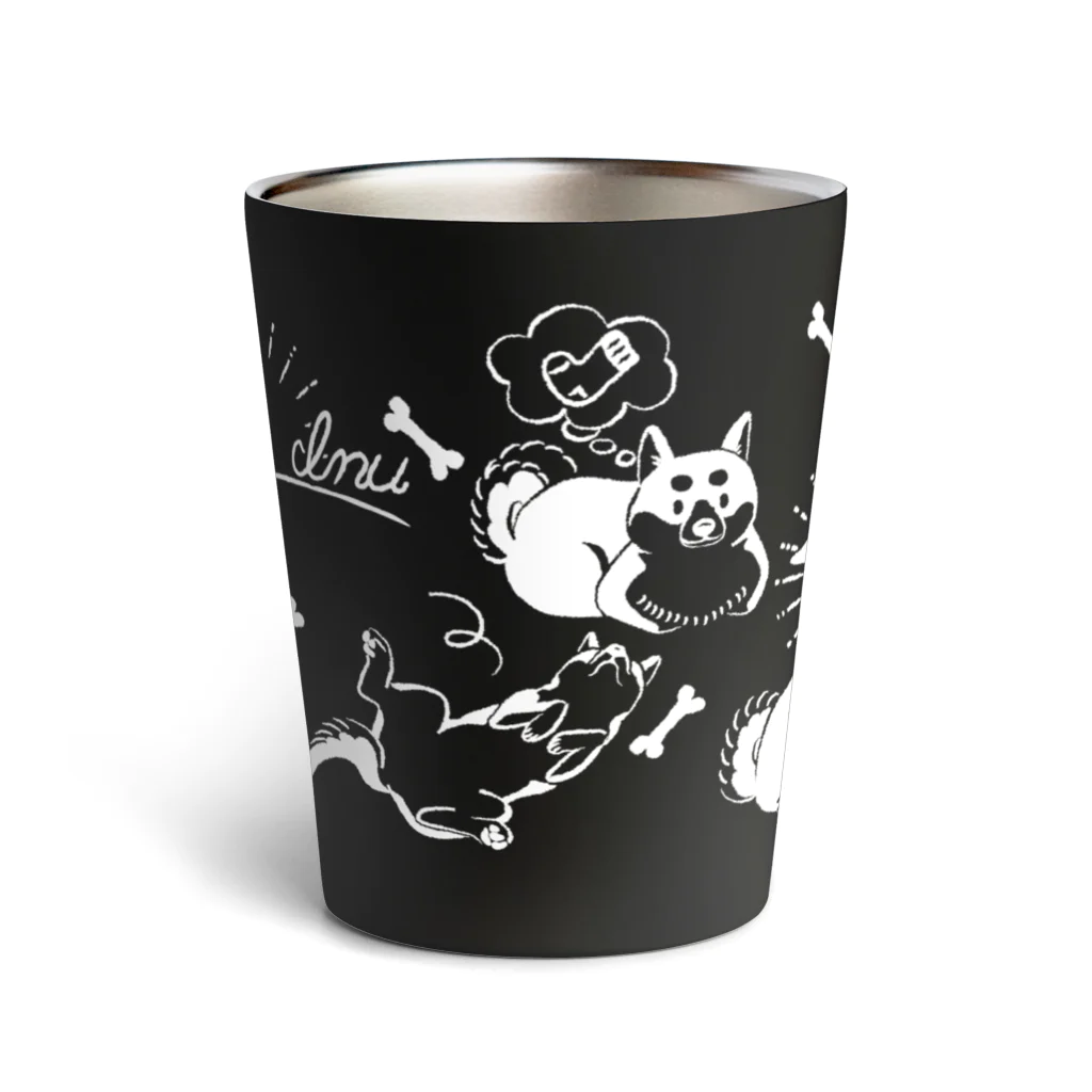 Module SUZURI店のイヌちゃんサーモタンブラー white on black Thermo Tumbler