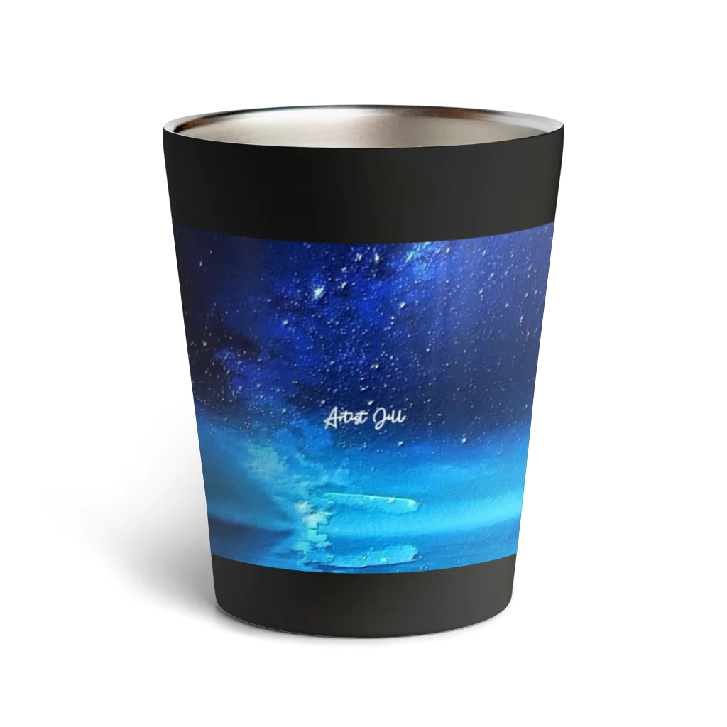 【ホラー専門店】ジルショップの絵画風の幻想的な星空(横長) Thermo Tumbler