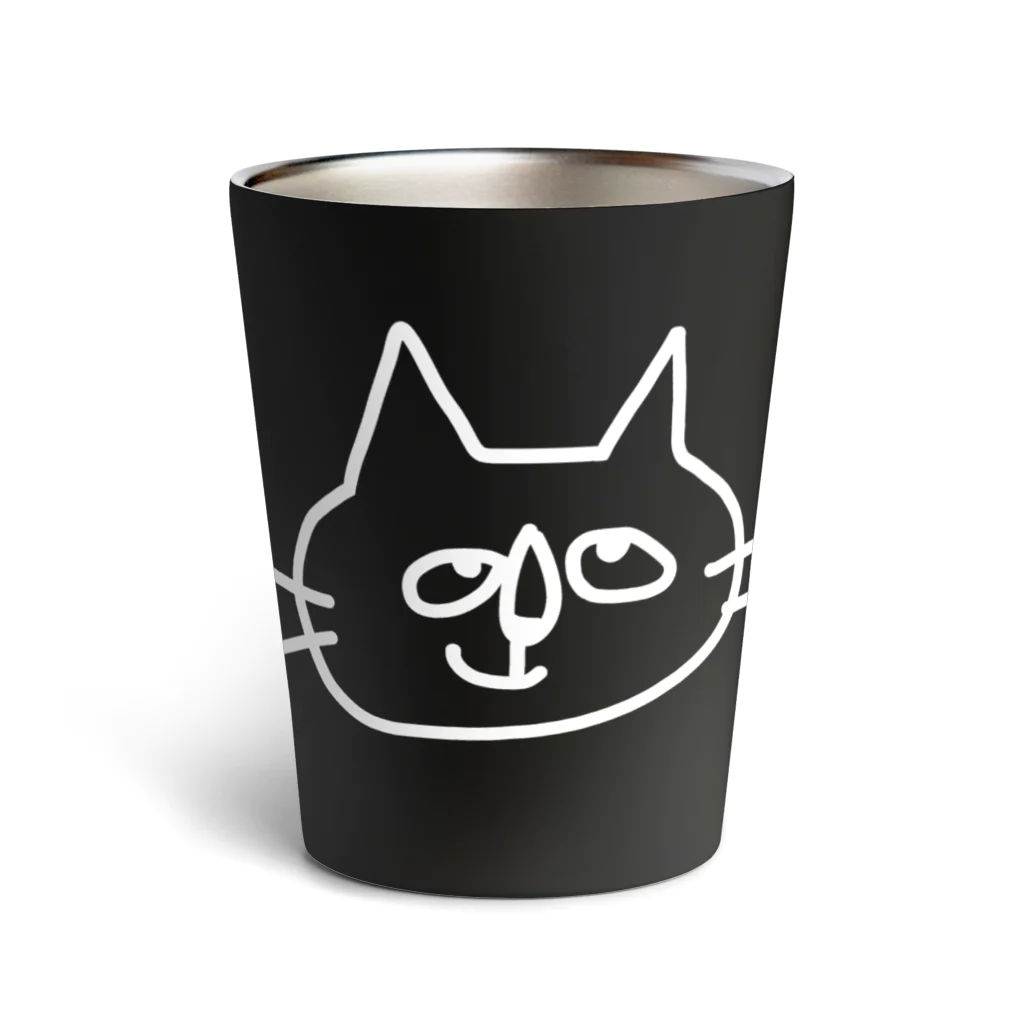 小鳥と映画館のなんか思いついちゃった猫 ホワイト Thermo Tumbler