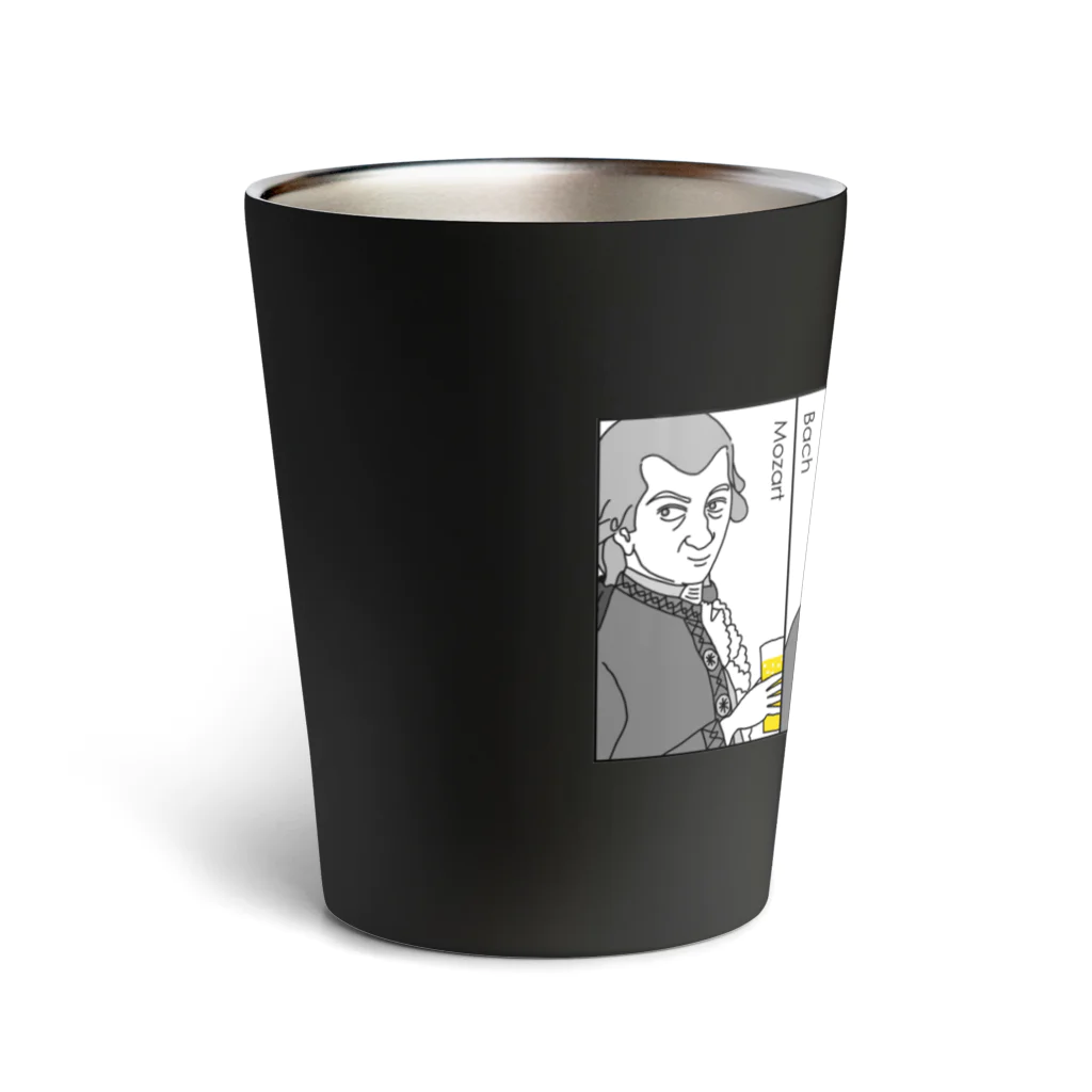 ビールとアート TM-3 Designの偉人 × BEER（三人の音楽家）黒線画・枠付 Thermo Tumbler