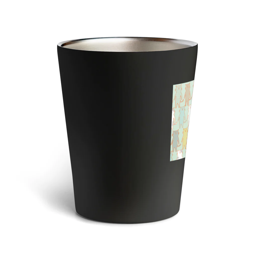 ウクレレピーナッツのにゃにゃにゃグリーンネコ Thermo Tumbler